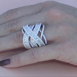 925 silver ring baguette diamonds
